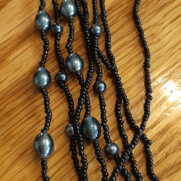 NWT Fantasia Black Beaded Necklace and Earring Set - Picture 5 of 5